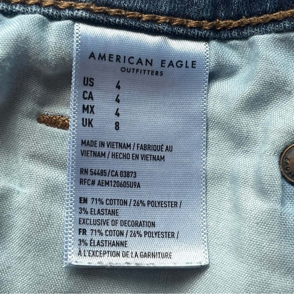 American Eagle Ne(x)t Level Stretch Hi Rise Shortie Denim Jean Shorts AE  Sz 4 - Picture 6 of 11